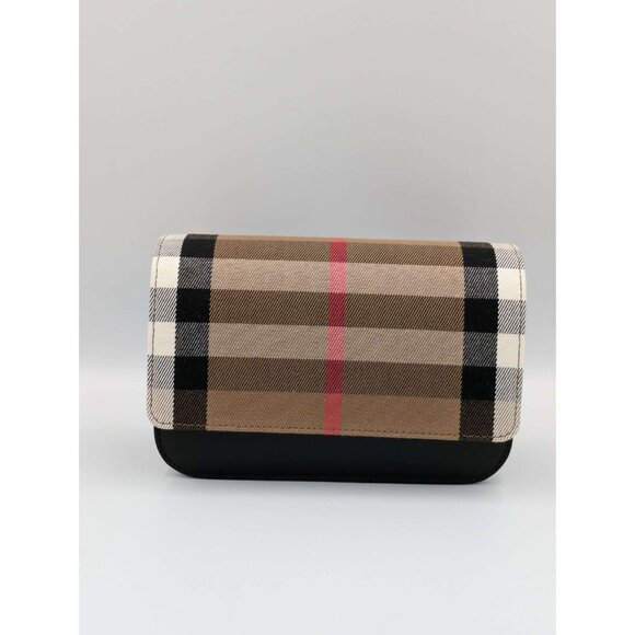 Burberry Madison Check Canvas Leather Shoulder Bag Black 8084026 - Picture 3 of 14